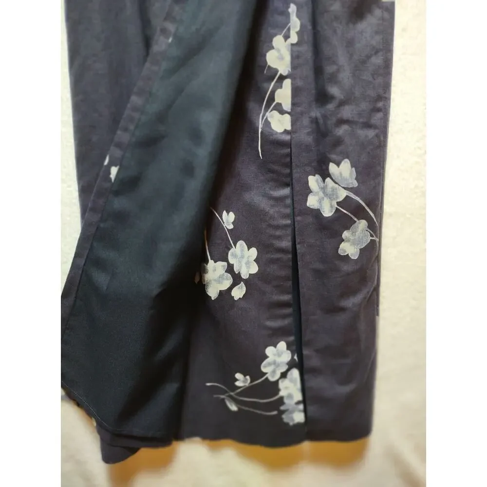 NYGARD Collection 4 Petite Maxi Lined Faux Wrap Skirt Navy And Light Blue Floral - Picture 7 of 11
